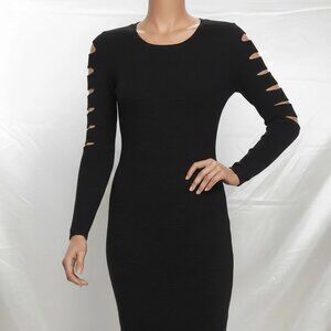 Jennifer Lopez Size Medium Black Cut Out Long Sleeves Sweater Dress New W/ Tags